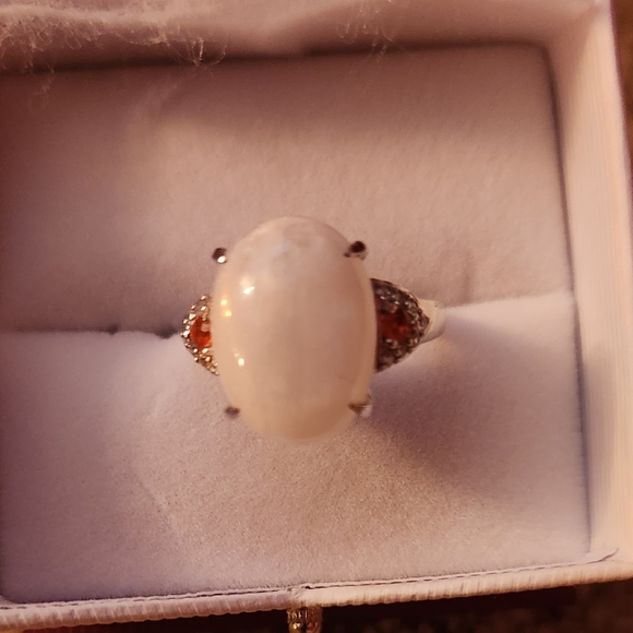 Rainbow moonstone and fire opal ring 11.38 ct - Picture 3 of 7